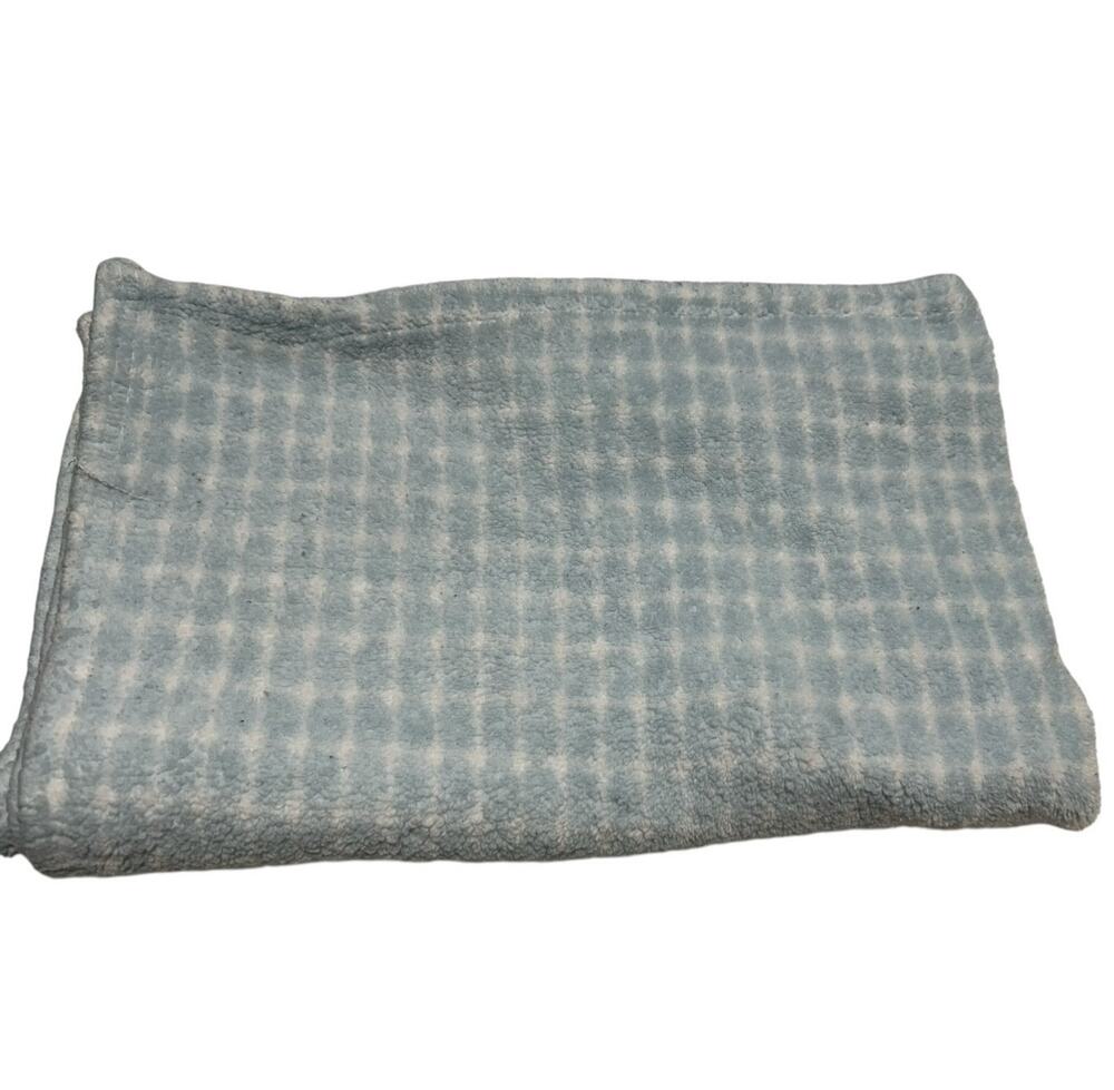 Tahari Blue White Print Baby Blanket Fleece